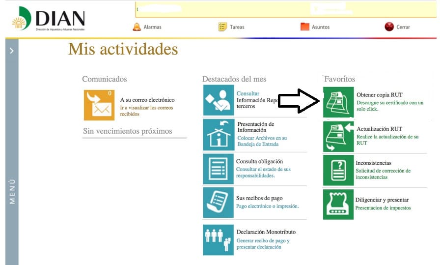obtener copia del RUT en DIAN