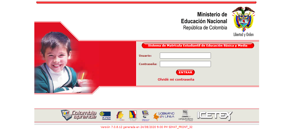 Inicio del sitio web oficial de SIMAT